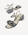 AMAMBAIH IVORY AND BLACK 2" HEELED SANDAL