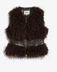 Apparis Cleo Mongolian Vest in Deep Brown