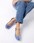 Augusta Blue Metallic Mary Janes