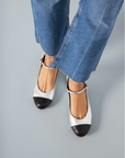 Augusta silver and black mary janes