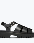 BLACK OPEN TOE HANDMADE FISHERMAN