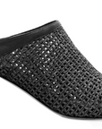 BLACK RAFFIA AND LEATHER MULE