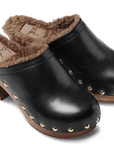 Black Retro Shearling Clog