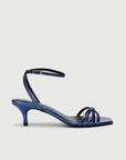 Blue metallic kitten heels