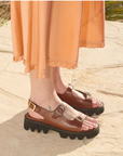 CHOCOLATE CALF MINDY FREDA SALVADOR SANDALS
