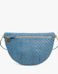 CLARE V DESERT BLUE WOVEN ZIG ZAG GRANDE FANNY
