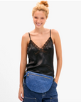 CLARE V GRANDE FANNY BLUE WOVEN