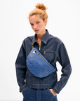 CLARE V GRANDE FANNY FRENCH BLUE WOVEN