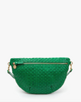 CLARE V GRANDE FANNY GREEN WOVEN CHECKER