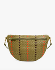 CLARE V GRANDE FANNY Olive Multi Woven Checker with Stripes