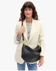 Clare V Moyen Messenger Black Woven Zig Zag