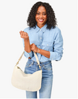 Clare V Moyen Messenger Cream Woven Checker