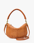Clare V Petit Moyen Messenger in Natural Woven Checker