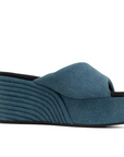 denim wedge slide