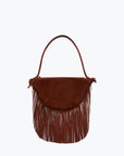FREDA SALVADOR BORDEAUX ERIKA CRESCENT FRINGE BAG