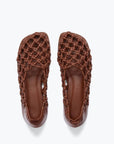 FREDA SALVADOR CHOCOLATE OPEN WEAVE LEATHER FLAT