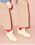 FREDA SALVADOR JACKIE RETRO SHEARLING STUCCO SNEAKER