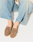 Freda Salvador Celeste Fringe Loafer in Limited Edition Brown Suede
