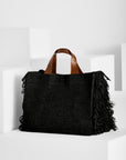 IBELIV ONJA BLACK RAFFIA TOTE