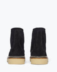 FRĒDA SALVADOR: WINNIE MOCCASIN BOOT BLACK SUEDE WITH SHEARLING