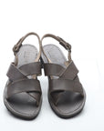 Pair of gray sandals on a white background