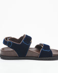 Lanapo Velcro Velvet Blue and Brown Leather Sandals