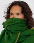 Model is wearing Cosi Textiles Yak Wool Scarf