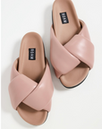 ROAM foldy puffy sandals bloom vegan leather