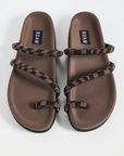 roam orbit sandal black and taupe wavy check neoprene sandal