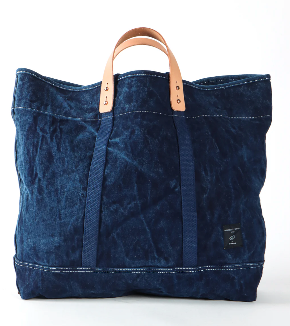 IMMODEST COTTON: DARK INDIGO LARGE EAST WEST TOTE