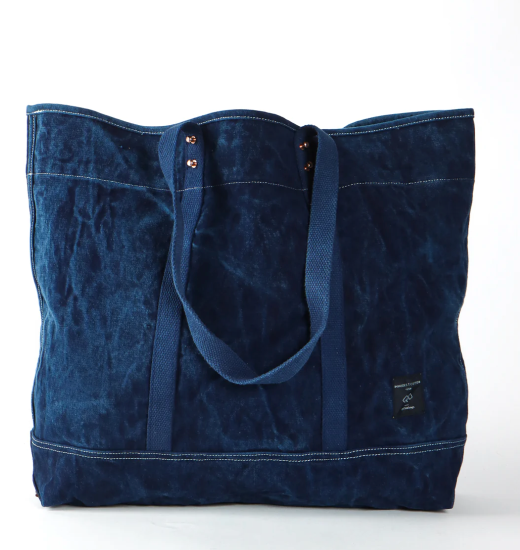 IMMODEST COTTON: DARK INDIGO LARGE EAST WEST TOTE