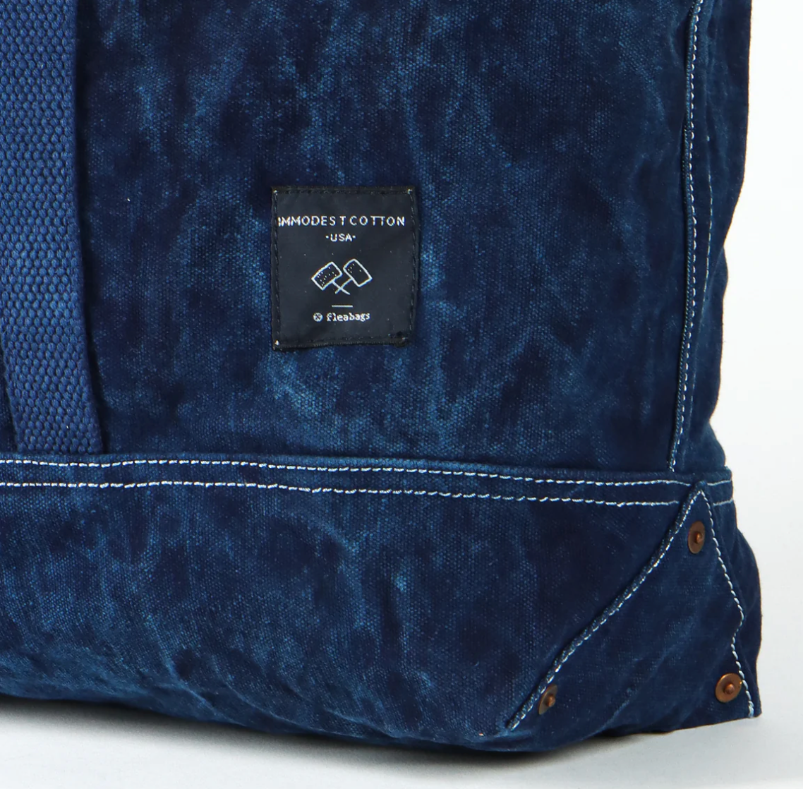 IMMODEST COTTON: DARK INDIGO LARGE EAST WEST TOTE