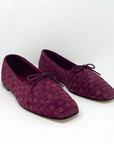 FRĒDA SALVADOR: WINE WOVEN SUEDE JADA BALLET FLAT