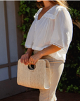 Square Straw Beach Tote