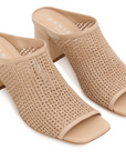TAN RAFFIA AND LEATHER MULET