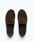 Top of Freda Salvador Sydney Ruched Penny Loafer Espresso Suede