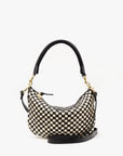 black and cream check cross body bag