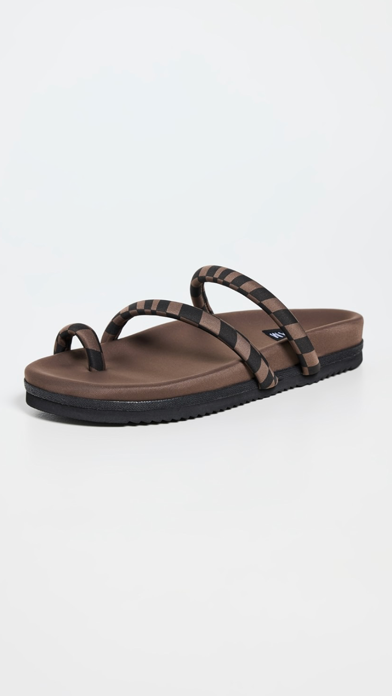 black and tan vegan sandal