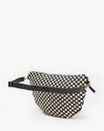 black and white checker fanny bag