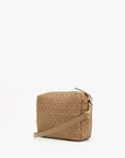 clay leather and sued woven checker midi sac