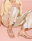 freda salvador elaine heel khaki nappa with gold studs