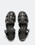handmade black fisherman sandals with crystals
