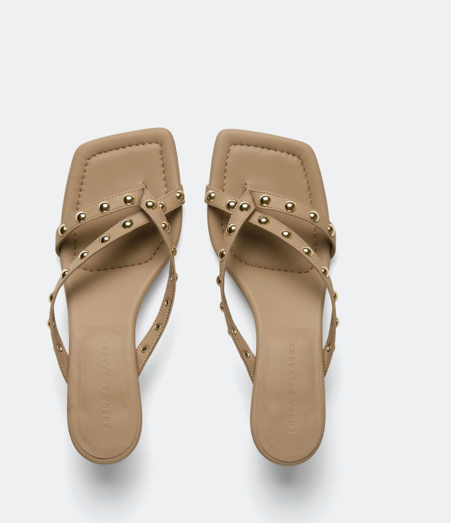 tan studded handmade sandals