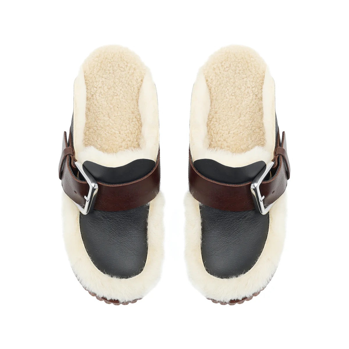4CCCCEES SHEARLING MULE WITH BUCKLE 