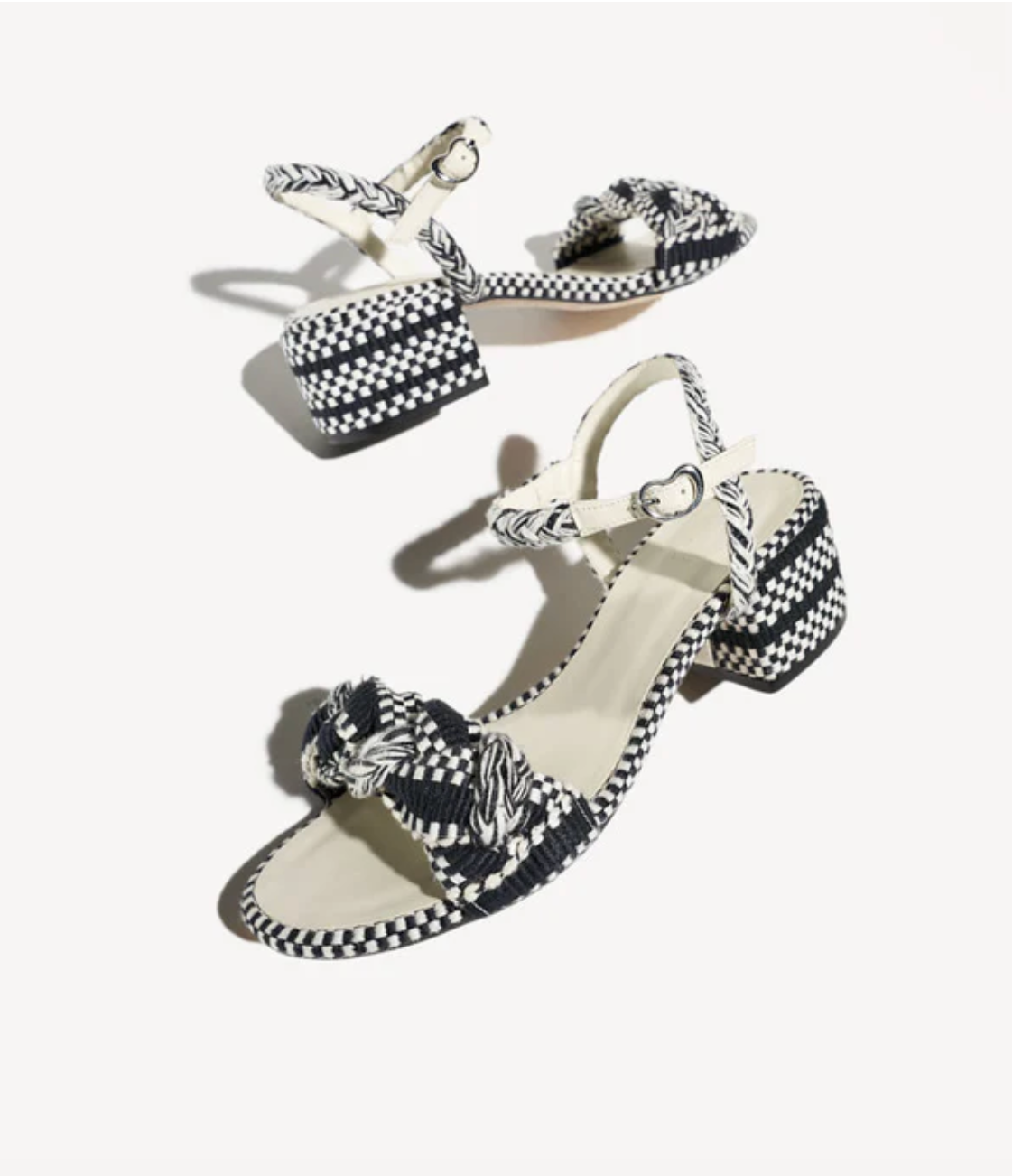 AMAMBAIH IVORY AND BLACK  2" HEELED SANDAL