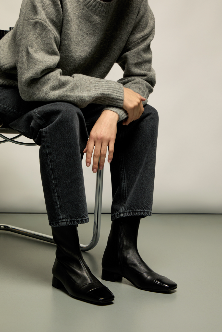 AUGUSTA LAURIE BLACK BOOTIE WITH  CAP TOE 