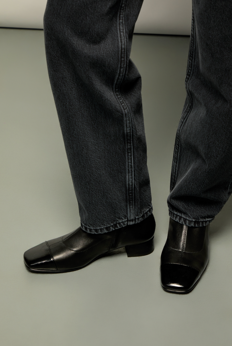 AUGUSTA LAURIE BLACK BOOTIE WITH PATENT CAP TOE 