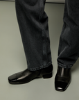 AUGUSTA LAURIE BLACK BOOTIE WITH PATENT CAP TOE 