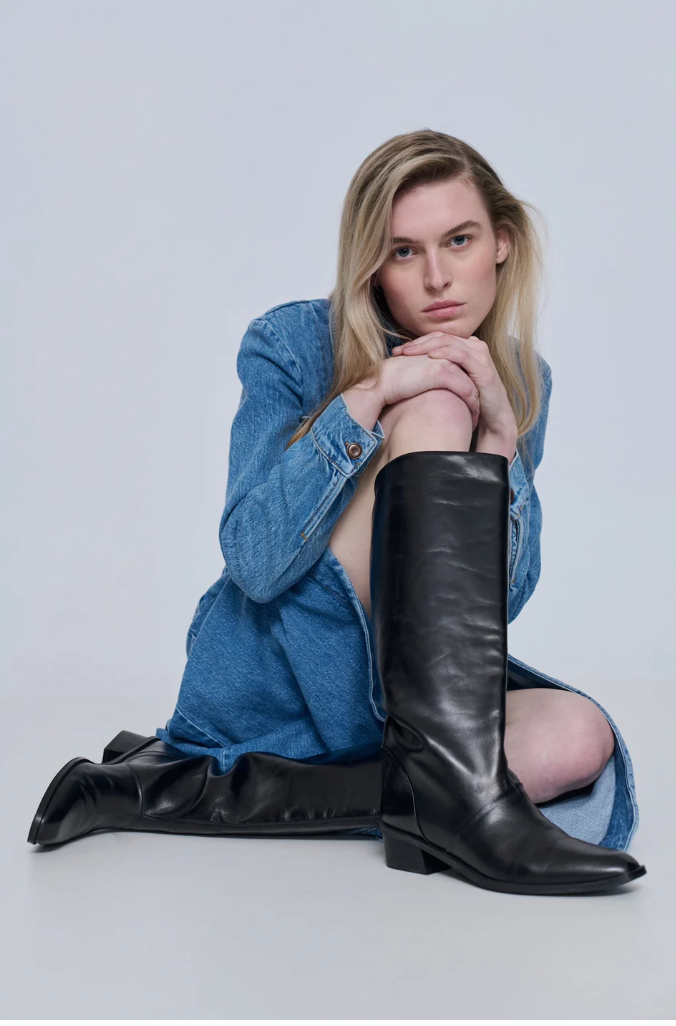 AUGUSTA SARAH TALL BOOTS IN BLACK LEATHER