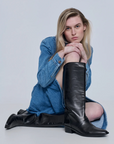 AUGUSTA SARAH TALL BOOTS IN BLACK LEATHER